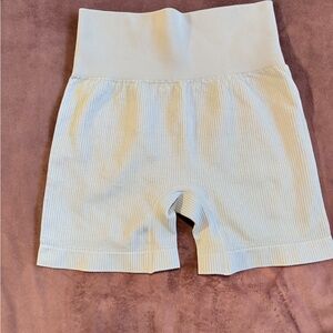Women's Ribbed High-Waist-Light Blue Athletic Shorts(Never worn)